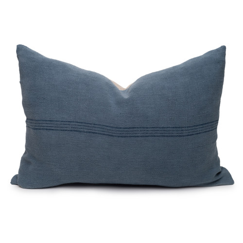 Bondi Hemp Indigo Lumbar Pillow - 17x26 Front