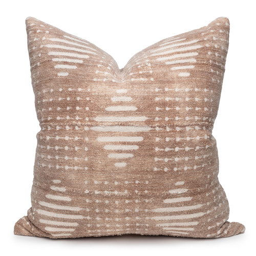Ridge Mud Cloth Pillow in Taupe - 24-  Front View