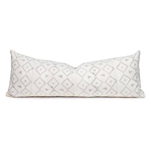 Pyramid Lumbar Pillow, Printed Mud Cloth Pillow - 1436"- Front