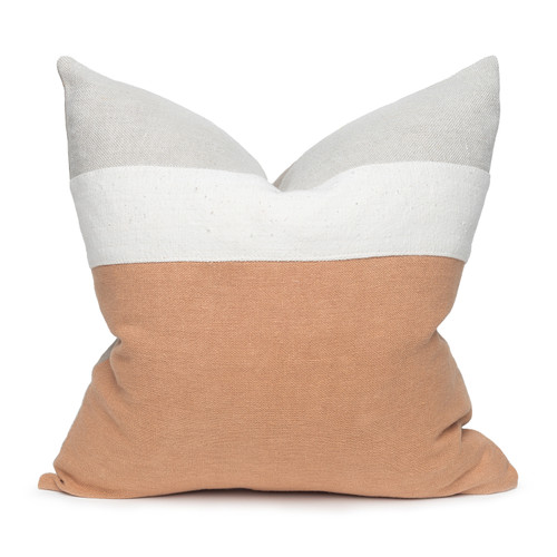Riva 22 Natural and Ginger Topanga Linen and Ivory Mud Cloth pillow - Front