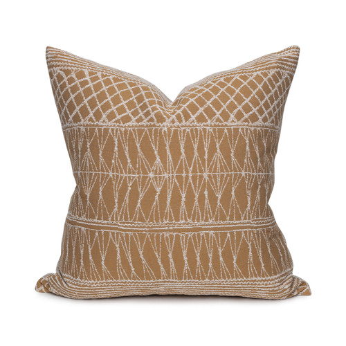 Brown and White Ponti Woven Decorative Pillow - Front