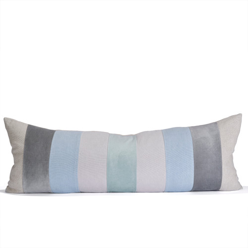 Coastline Natural Linen and Cotton Velvet Lumbar Pillow - 1436  - Front View