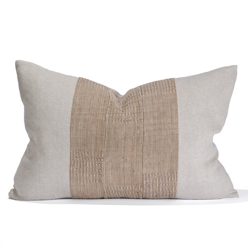 Marc 1826 Lumbar Pillow - Aso Oke & Natural Linen Pillow - Front