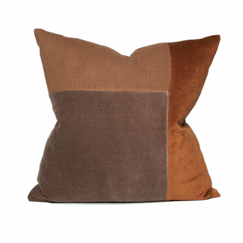 Hart Pillow 22 - Tuscon - Pure Linen and Velvet Color Block - Front