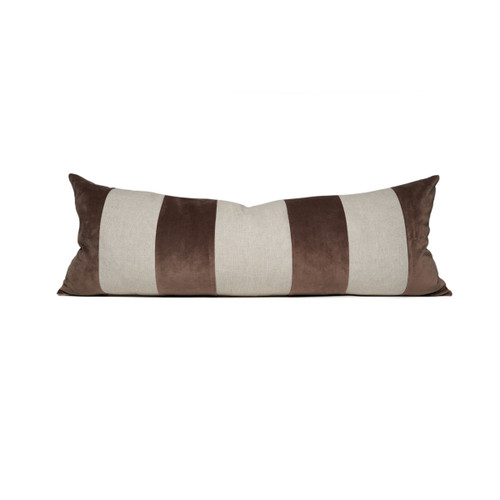Coastline Lumbar 1436 - Natural -Cotton Velvet and Pure Linen Lumbar Pillow 14x36 - Front