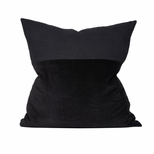 Bergen Pillow 22 - Carbon - Pure Linen and Cotton Velvet - Front