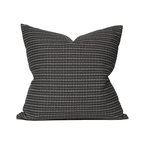 Union Pillow Black and Tan Woven Detail - 22 x 22- Front