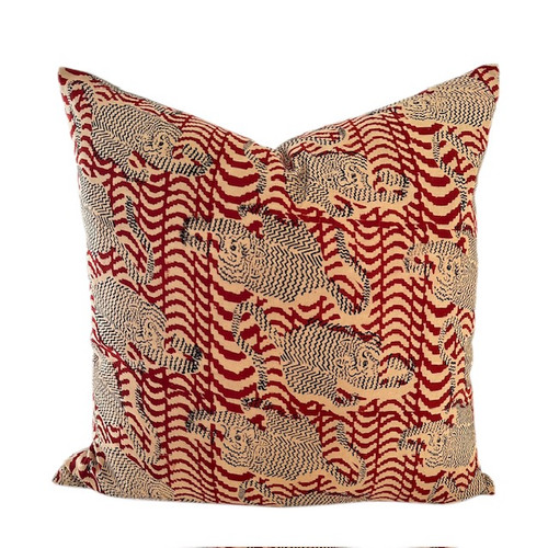 Zar 20 x 20 Block Print Pillow - Pure Natural Linen - Front