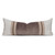 Neve Natural Linen and Aso Oke Lumbar Pillow with Velvet in Moonstone- 14 x 36- Front View