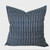 Navy 20 x 20 Cotton Stripe Block Print Pillow -  - Front