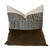 Milan Pillow 22 - Natural Linen, Olive Cotton Velvet and Pewter an d Silver Metallic Luxe Vintage Textiles : Front