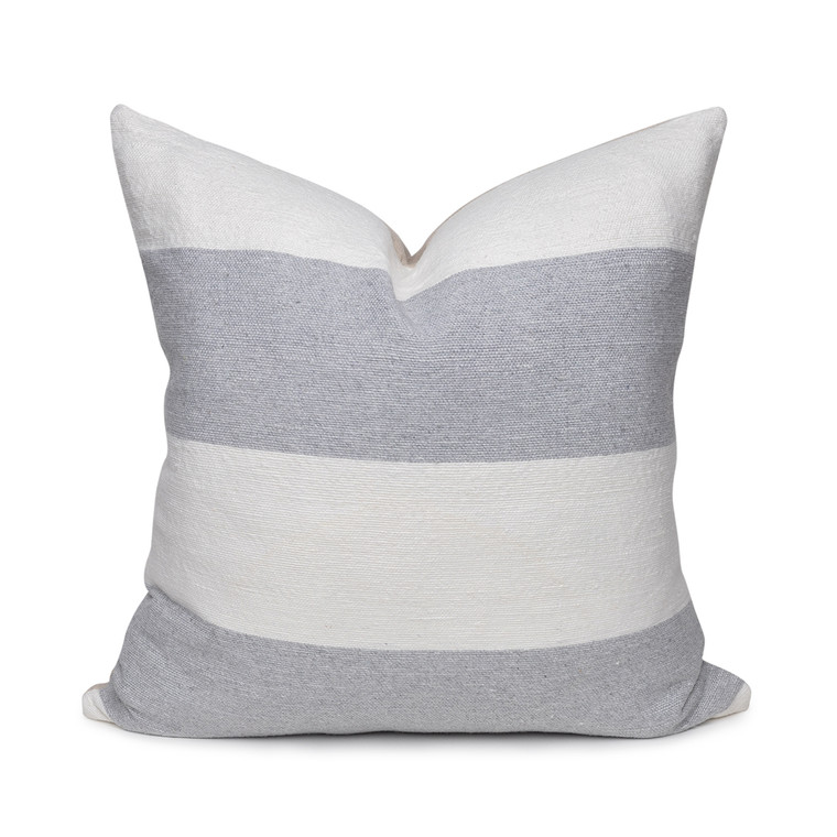 Salt Pillow Gray and White Woven Stripe - Front