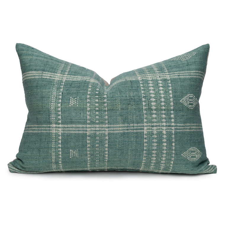 Teri Gray and Ivory Pinstripe Hand Loomed Indian Wool Pillow -16 x 22- Front