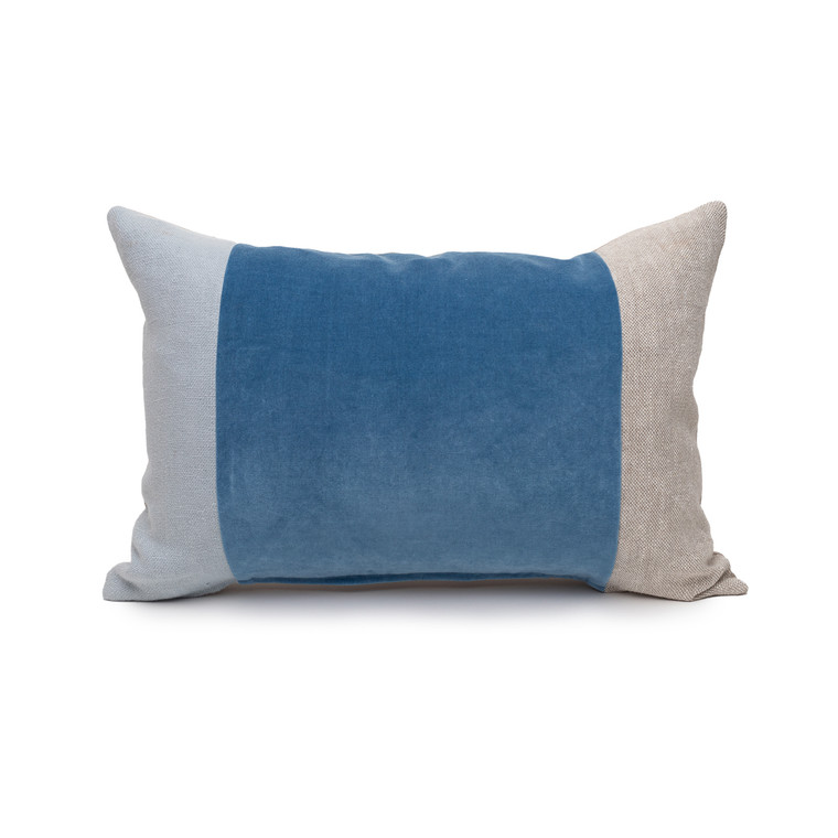 Celine Kyanite Linen Velvet Lumbar Pillow - 14 x 20 Front