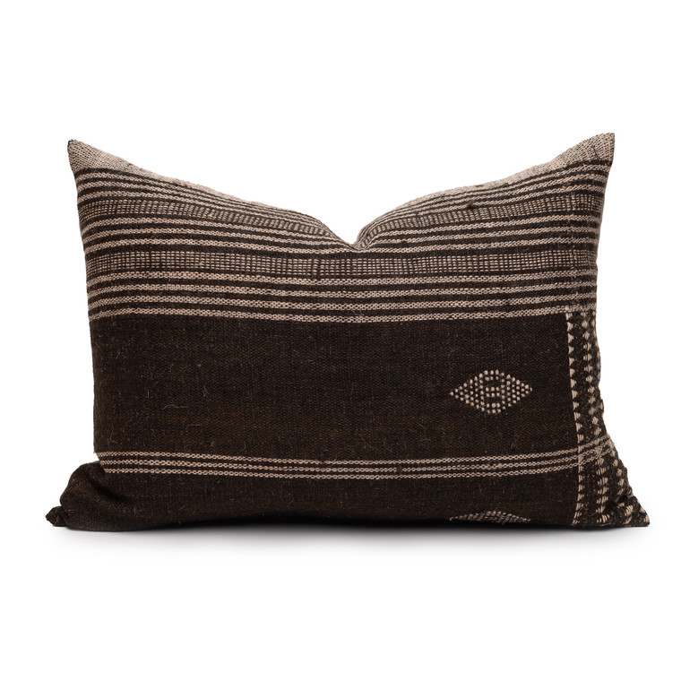 Park Handspun Indian Wool Ivory and Brown 24 inch Pillow - Front