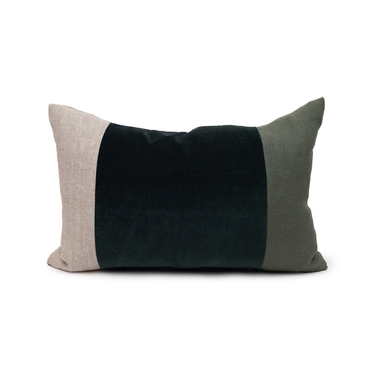 Celine Green Tourmaline Linen Velvet Lumbar Pillow - 14 x 20 Front