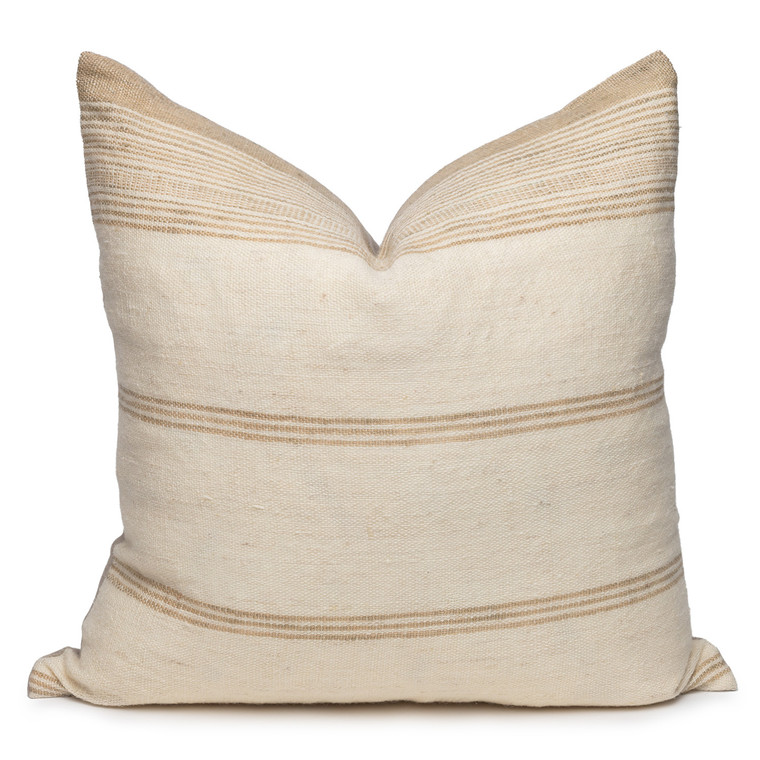 Trevor Handspun Indian Wool Ivory and Creme Pillow- 22- Front View 