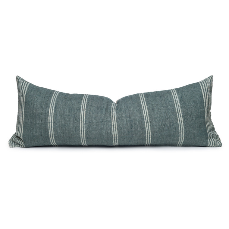 Chester Handspun Indian Wool Mint stripe 14 x 36 inch Lumbar Pillow - Front