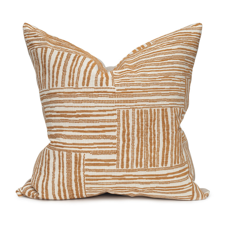 Harris Gold Pillow 22 -  Woven Gold and Natural textile pillow - front
