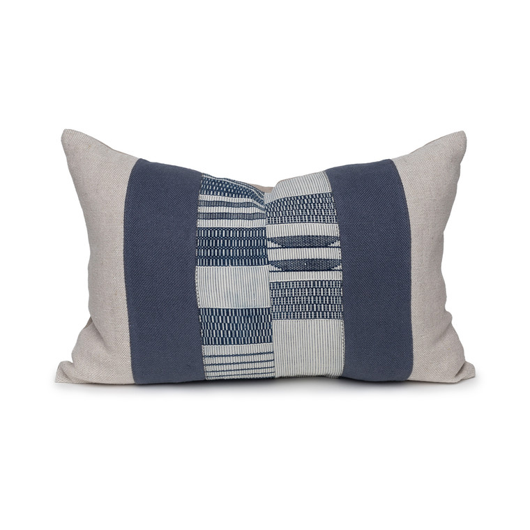 Anchor Vintage African Indigo Textile Lumbar Decorative Pillow - Front