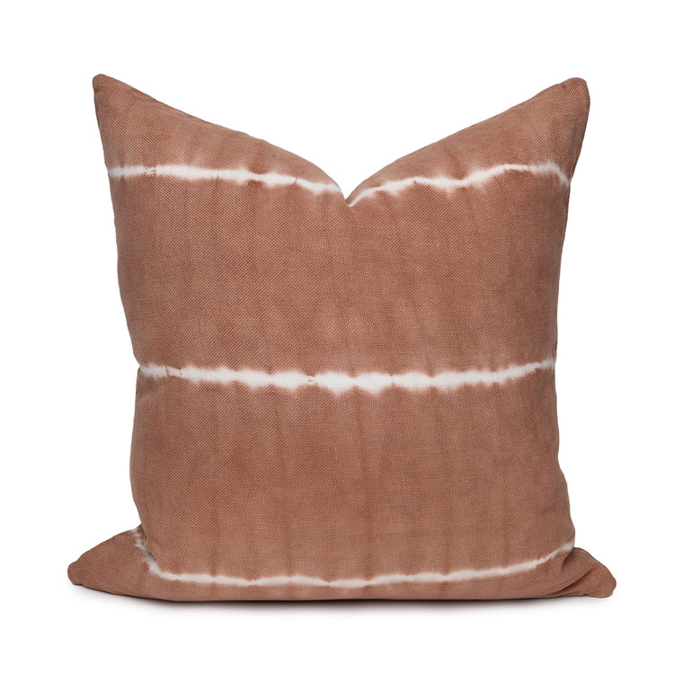 River Pillow 22 Brick Tie Dyed Linen - Front