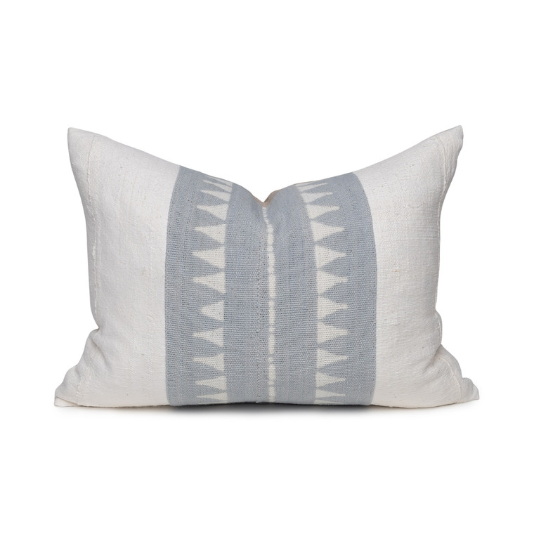 Blue with White Detail Starling Mud Cloth Decorative Pillow - Front