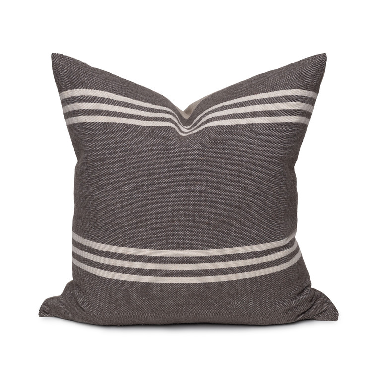 Three Stripe Woven Pillow Taupe - Front