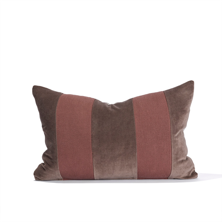 Luxe Lumbar 1420 - Linen & Velvet Pillow  - Front