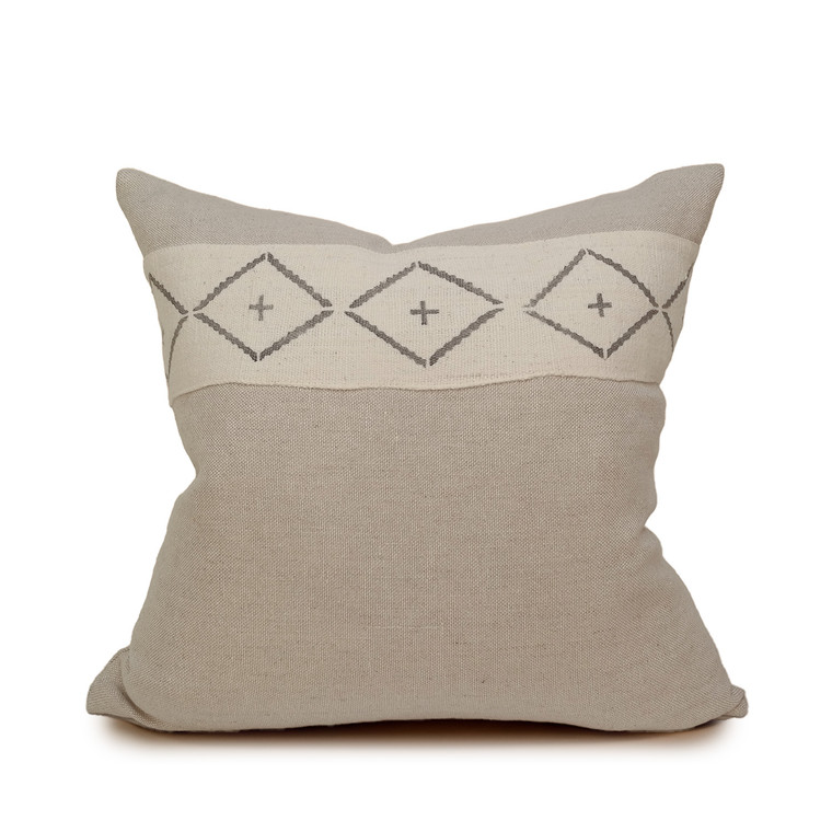 Onyx 22 - Linen and Vintage Textile Pillow - Front