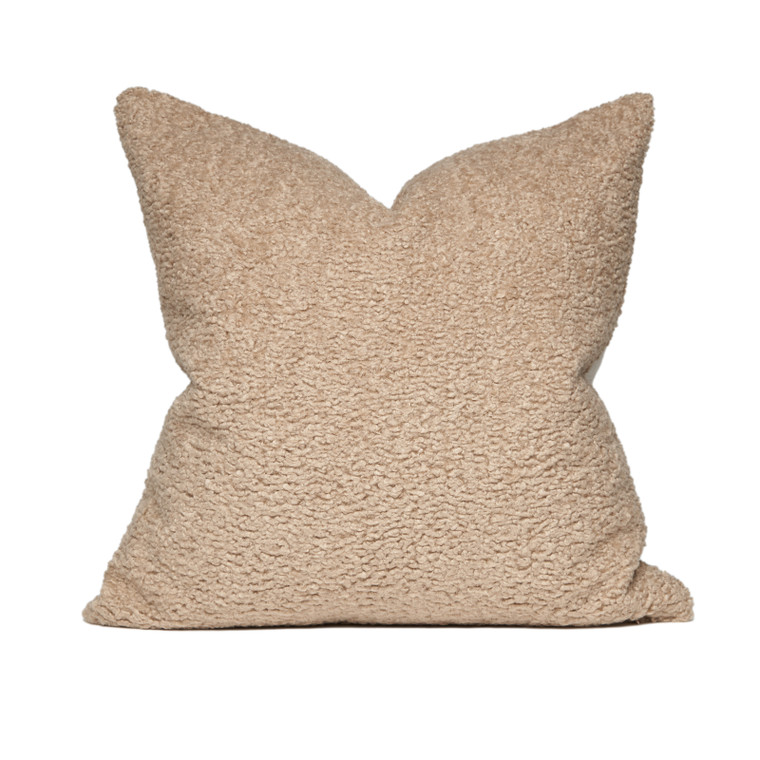 Cloud Vegan Faux Sherpa Fur Washable Pillow in Taupe - 22 x 22- Front