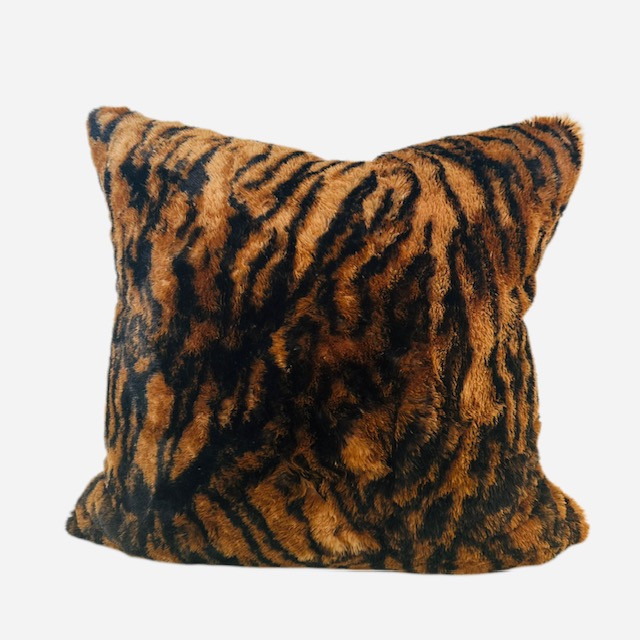 Roar Pillow in Vegan Tiger Faux Fur- 20 x 20