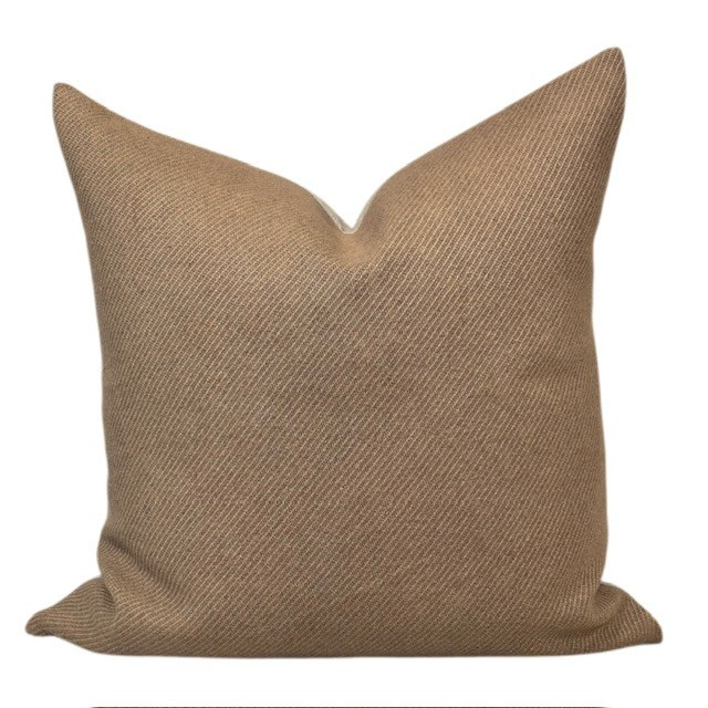 Heritage Twill 22 x 22 - Chestnut Vintage Cotton Twill - Pure Linen Pillow - Front