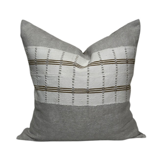 Shore 20 x 20 Luxe Vintage Pillow - Pure Natural Linen - FRONT
