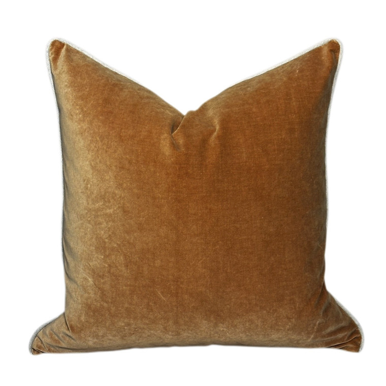 Velor 20 x 20  Pillow - Palomino Gold Cotton Velvet Pillow - Front