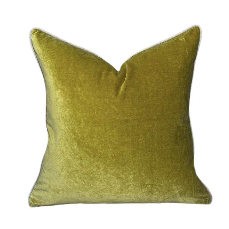 Velor 20 x 20  Pillow - Vert de Comice Cotton Velvet Pillow - Front
