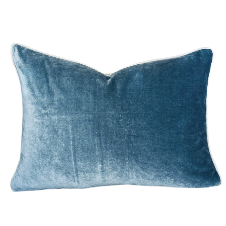Velor Lumbar 14 x 20  Pillow - Blue Topaz - Front