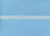 Shown here in off white, A narrow insertion lace, ideal for using to attach to ribbon hole lace, beading or edging lace or straight to fabric, a very useful simple pattern which goes well with other laces, 1 cm wide, 95% cotton 5% nylon, Available in White, Off White and Ecru, Priced per metre