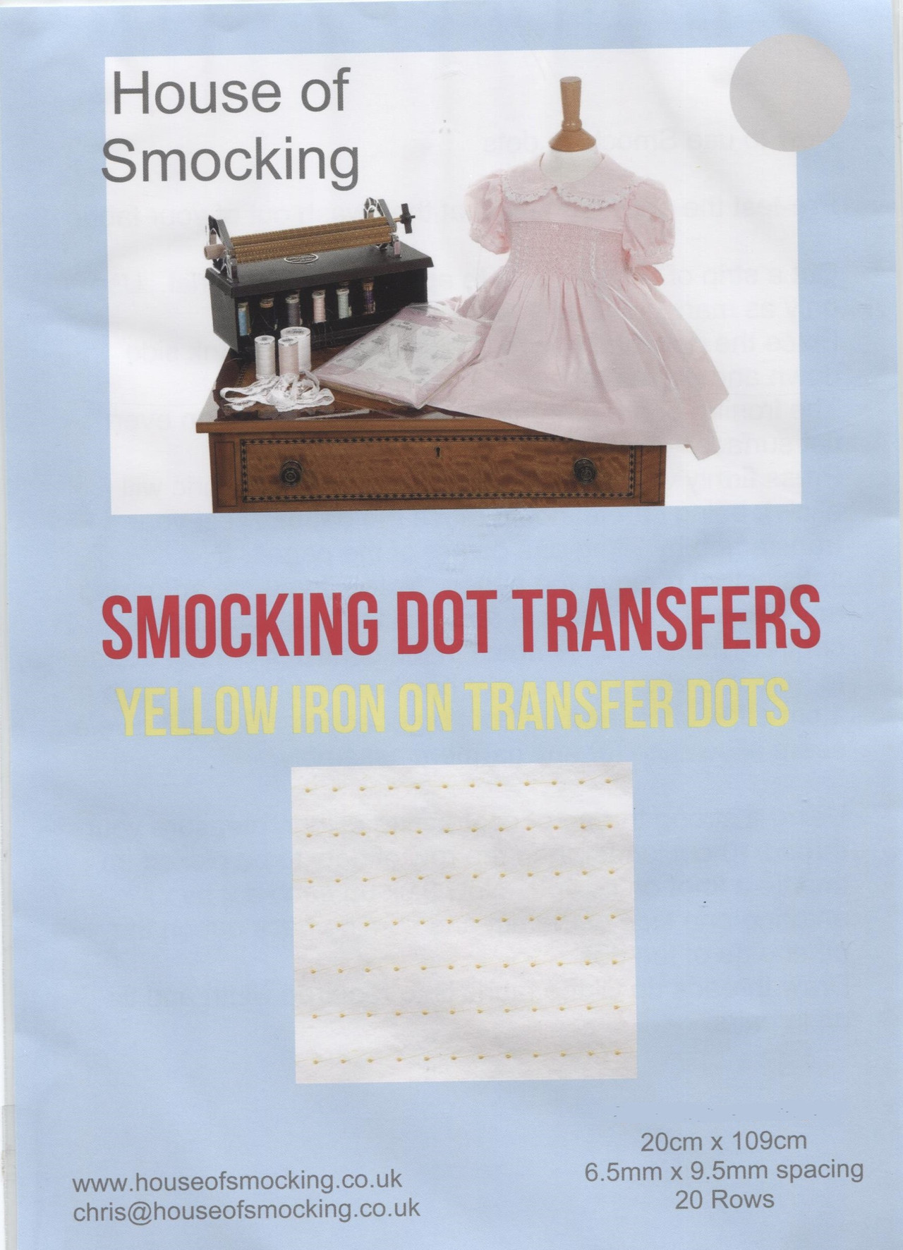 Yellow Iron on Smocking Dot Transfers
