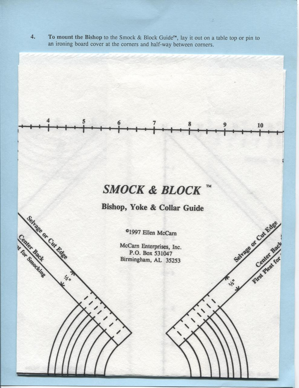 A must have for all your smocking projects, This Guide is designed and produced by Ellen McCarn , as a versatile aid to use from the start to finishing of the smocked garment be it Bishop or Yoke, Collar or Insert, Made from heavy weight and durable non-woven pressed fibre 
Stretch resistant, Pin or baste , Can be cleaned without shrinking if necessary, Suitable for size 18" doll up to 3 year old child