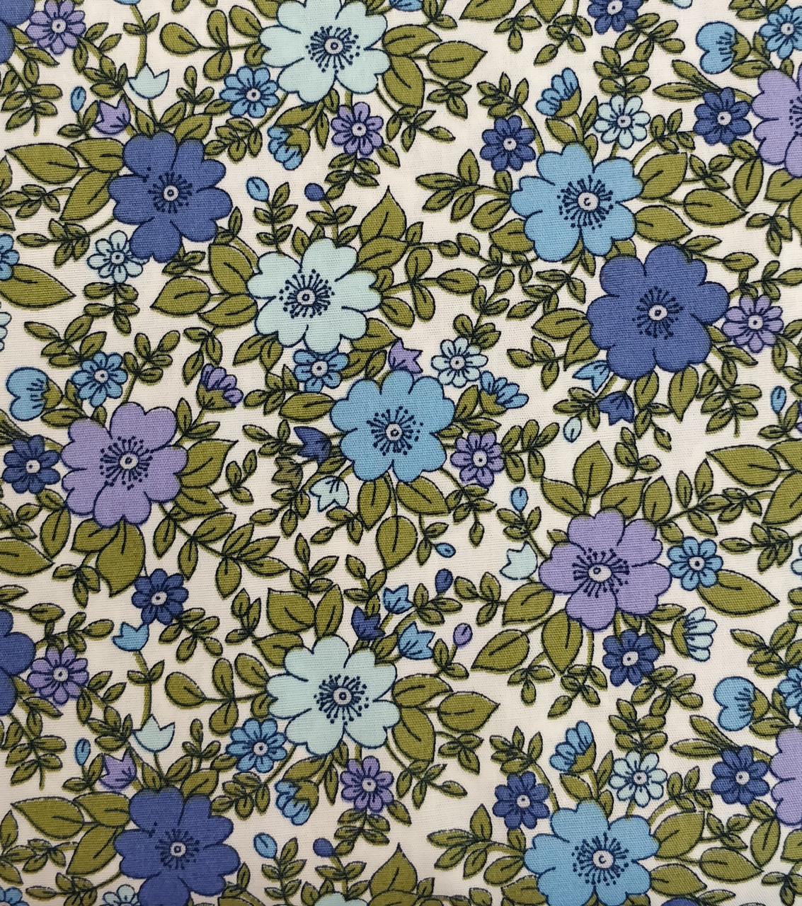 Rose Hubble pastel and blue floral print poplin 112 cm wide