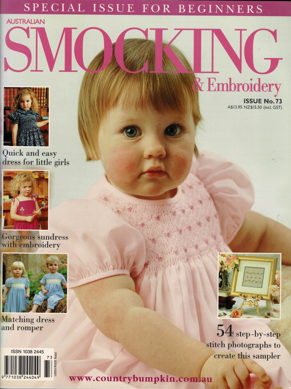 A used but very good Australian Smocking & Embroidery magazine, patterns loose but inside, filled with great smocking projects and more