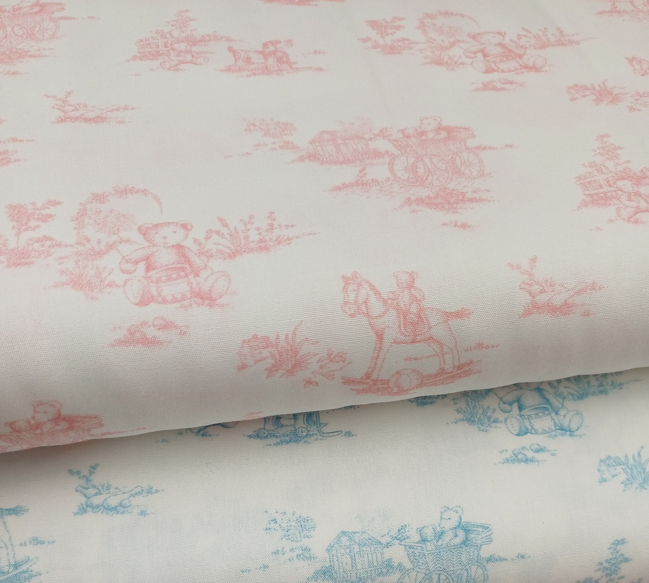 Two really pretty teddy bear fabrics, 100% cotton, 150 cm wide, Wash at 30 degrees, Priced per metre, Ideal for pyjamas, shirts, dresses, rompers and more,  
