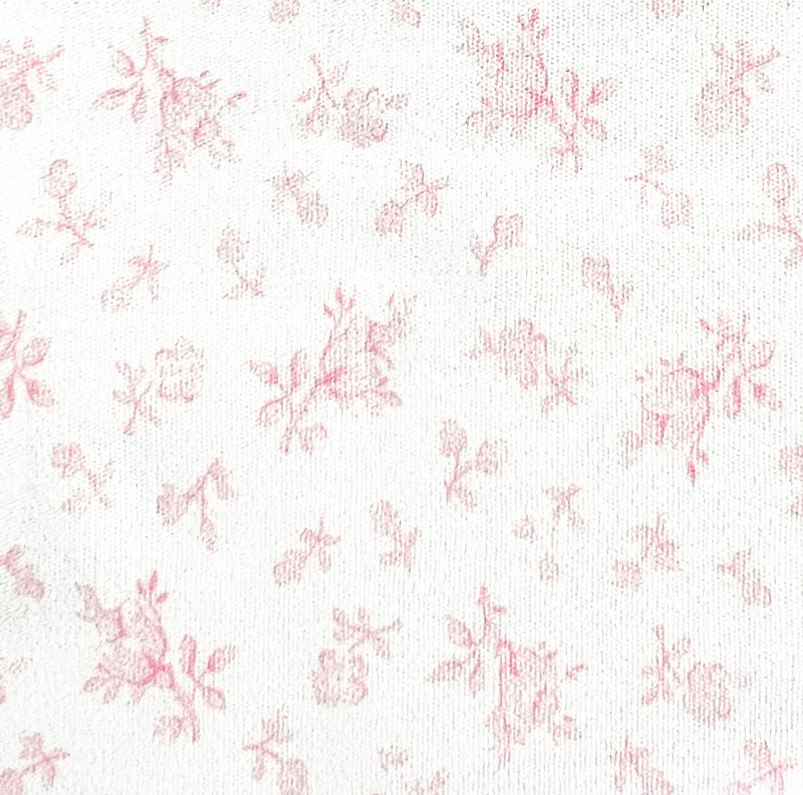 A lovely delicate pink floral design on a white background, 100% cotton, 150 cm wide, Wash at 30 degrees, Priced per metre, Ideal for dresses, shirts, pants and more