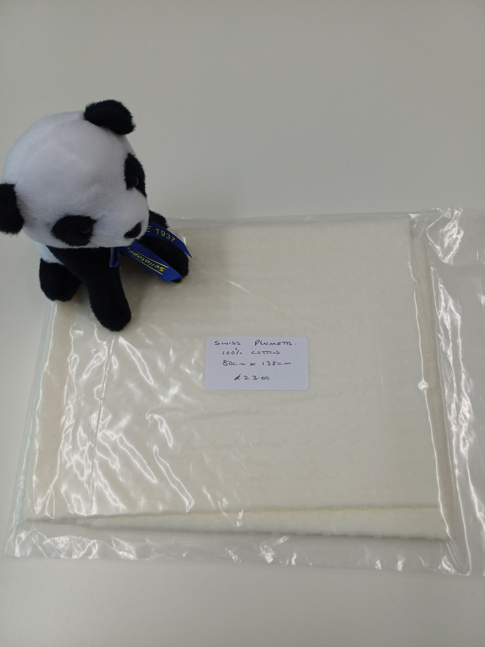End of roll piece of Swiss plumitis in cream on cream (buttermilk), 100% cotton, 80 cm x 138 cm, Wash at 30 degrees