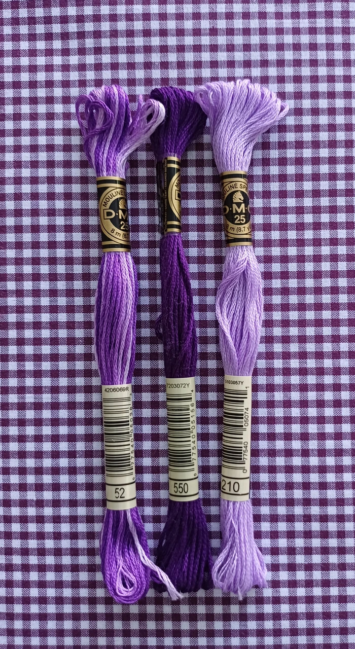 Thread suggestions for plum gingham, I think maroon or dark raspberry would be better