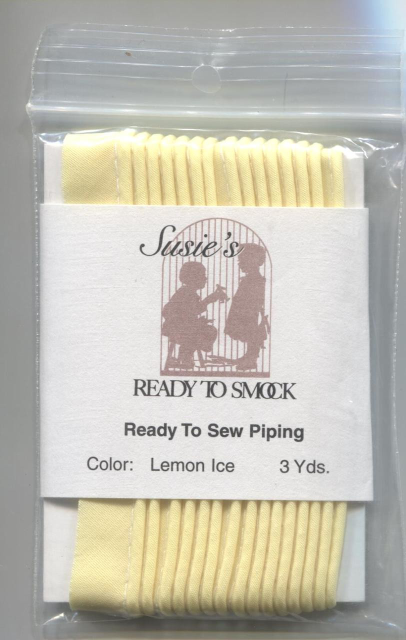 Susie's Ready to Sew piping in Lemon Ice - colour match Anchor 288