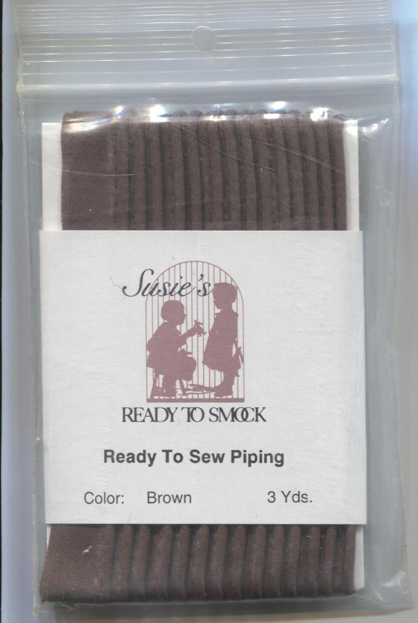 Susie's Ready to Sew Piping is a must for all your sewing projects as it gives that perfect finishing detail. Use it on collars, cuffs and yokes for dresses and boy's smocked shirts or on your craft items, 65% polyester 35% cotton pre-shrunk, colourfast 3 yard pack, Goes well with Glenbarroch brushed tartan