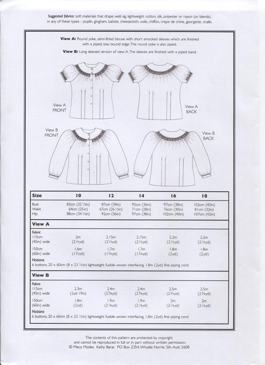 Kylie Round Yoke Shirt fabric requirements