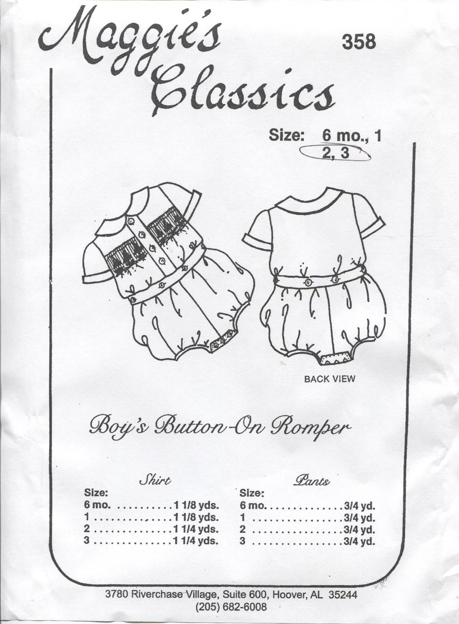 Boy's Smocked Button Fronted Shirt and Pants, Size 2 and 3 years, Smocked Button Fronted Shirts are so hard to find, These are pretty basic patterns but everything you need is included, some experience recommended, Please note Maggie's Classic patterns are in inches, No smocking design or dots are included, Smocking plates can be found under Smocking plates