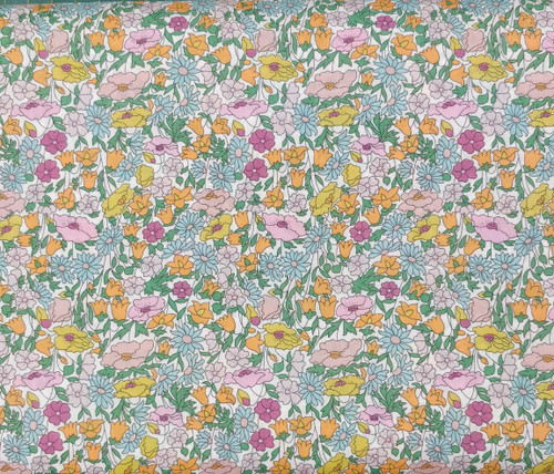 Liberty Tana Lawn Poppy Forest, 100% cotton, 136 cm wide, Wash at 30 degrees, Priced per metre, Part metres available, Ideal for all your smocking projects, I recommend you put a backing to the smocked area before pleating, Poppy Forest is a simplified floral created with a very fine outline, taking a wild all-over meadow appearance, It is a reworked and rescaled new iteration of our iconic Poppy & Daisy print – the first appearance of this design was around 1917, It was wood block printed at Liberty’s Merton print works.